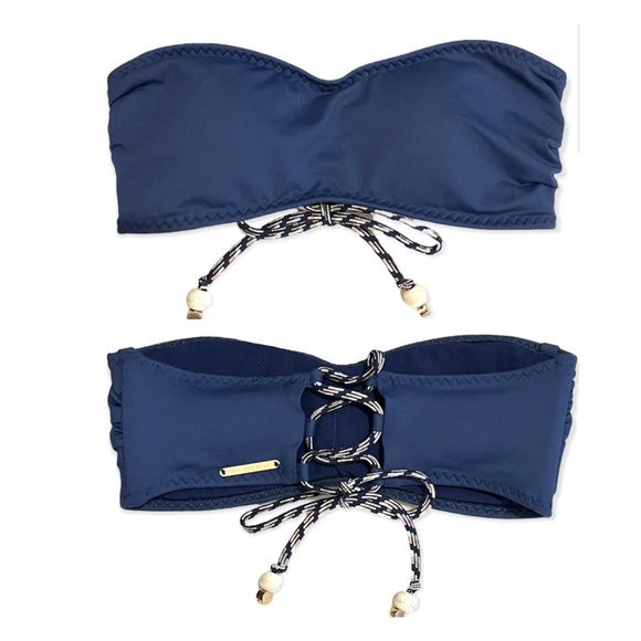 Stella McCartney Lace up Bandeau Bikini Swimsuit top Navy XS - Picture 1 of 8